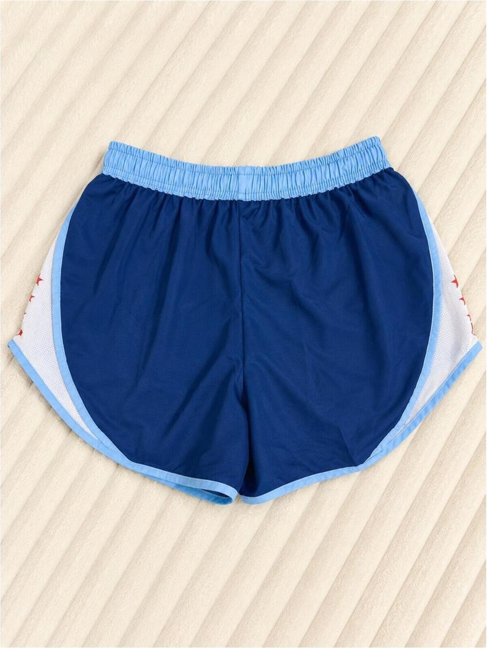 Women's Gone for A Run Blue Athletic Shorts with Stars Accent Small GUC